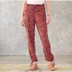 Sundance 'This is Paradise' printed pants large orange purple viscose